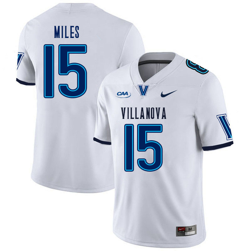 Men #15 Kenyon Miles Villanova Wildcats College Football Jerseys Stitched Sale-White